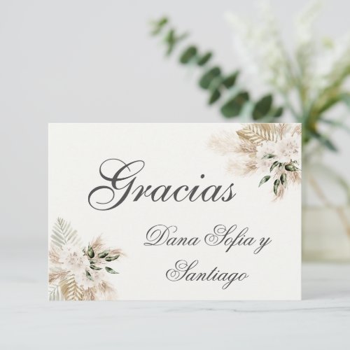 Spanish Boho Wedding Thank you RSVP Card