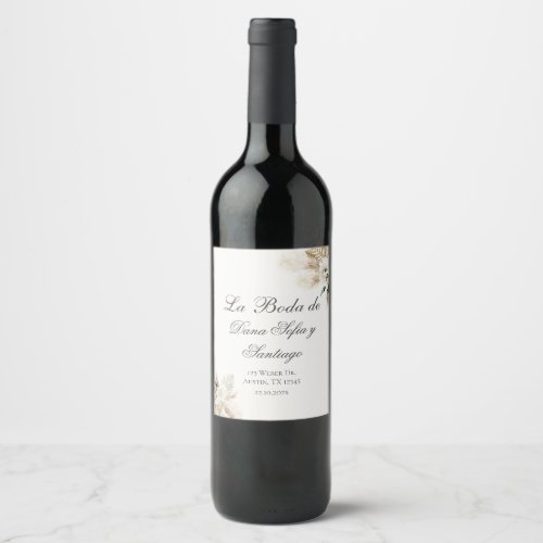 Spanish Boho Wedding Wine Label