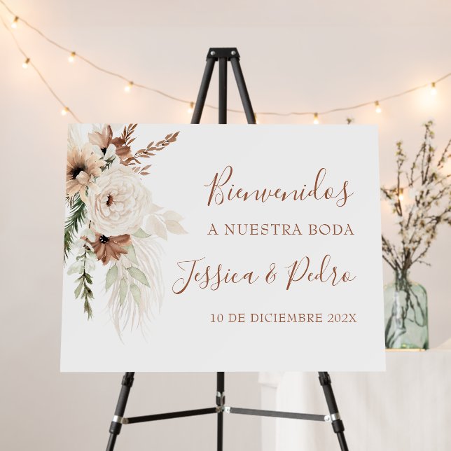 Spanish Boho welcome wedding sign (In Situ (Stand))