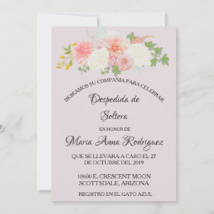 Spanish Bridal Shower Blush Pink Ivory Floral Invitation