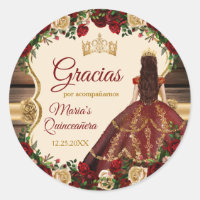Spanish Burgundy Floral Rustic 15 Anos Gracias