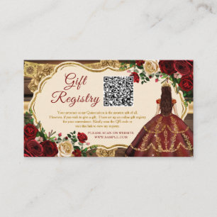 Spanish Burgundy Floral Rustic 16th Gift Registry Enclosure Card
