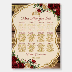 Spanish Burgundy Floral Rustic Mis Quince Chart Foam Board