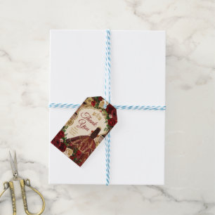 Spanish Burgundy Floral Rustic Wood Mis Quince Gift Tags
