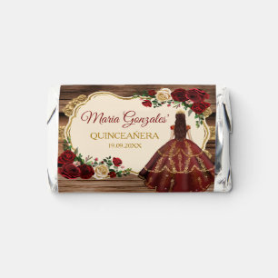 Spanish Burgundy Floral Rustic Wood Mis Quince Hershey's Miniatures