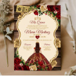 Spanish Burgundy Floral Rustic Wood Mis Quince Invitation<br><div class="desc">Spanish Burgundy Floral Rustic Wood Mis Quince Invitation
Mis Quince 15 Anos,  16th Birthday Butterfly.</div>