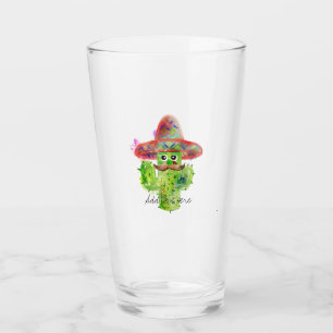Spanish Cactus Mustache Hat Fiesta Text Artisan Glass