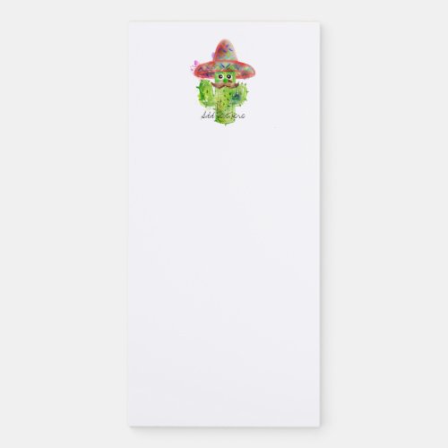 Spanish Cactus Mustache Hat Fiesta Text Artisan Magnetic Notepad