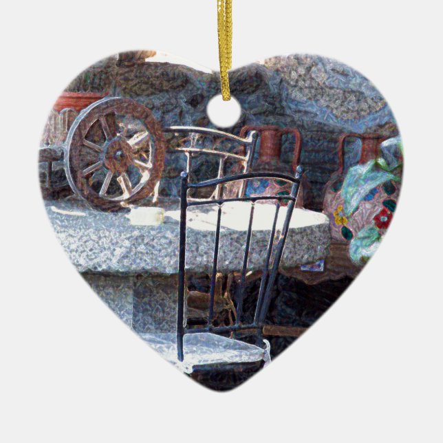 Spanish Cactus Still Life Ceramic Ornament (Front)