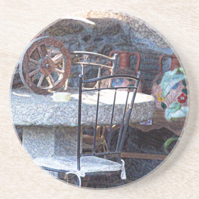 Spanish Cactus Still Life Sandstone Coaster (Front)