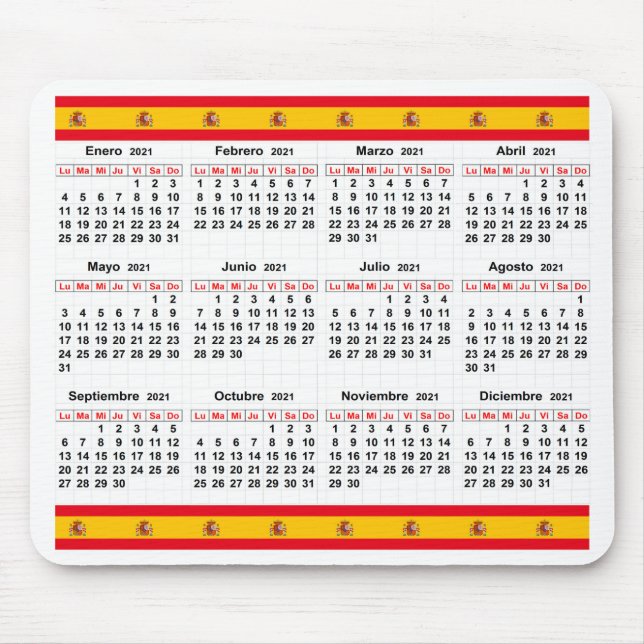 Spanish calendar 2021 mouse pad (Front)