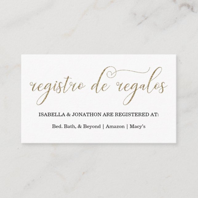 Spanish Calligraphy Registry Enclosure Card (Front)