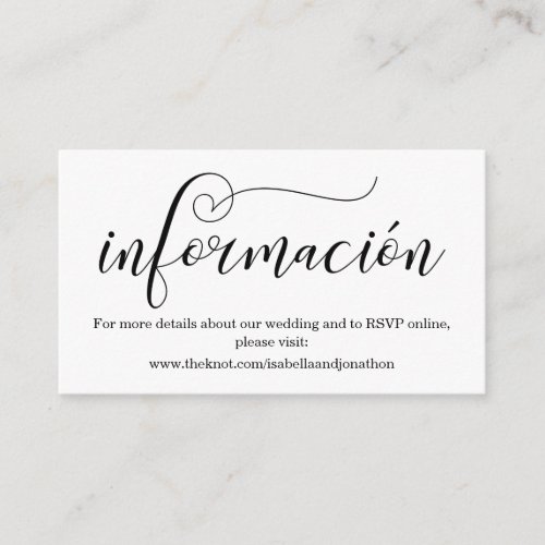 Spanish Calligraphy Wedding Website Enclosure Card