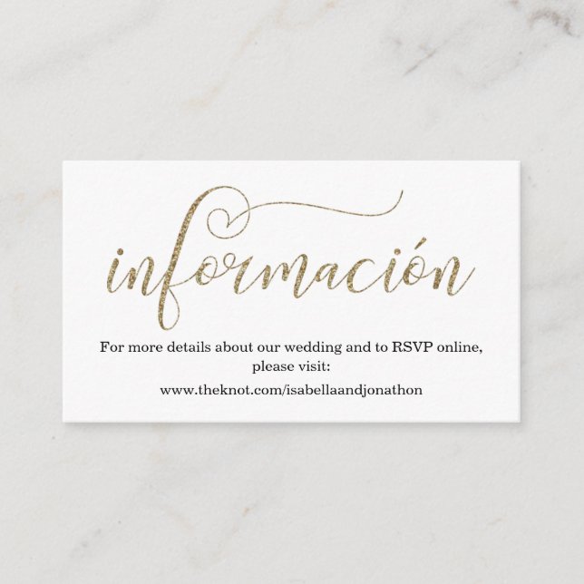 Spanish Calligraphy Wedding Website Enclosure Card (Front)