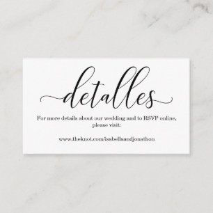 Spanish Calligraphy Wedding Website Enclosure Card