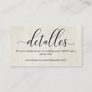 Spanish Calligraphy Wedding Website Enclosure Card