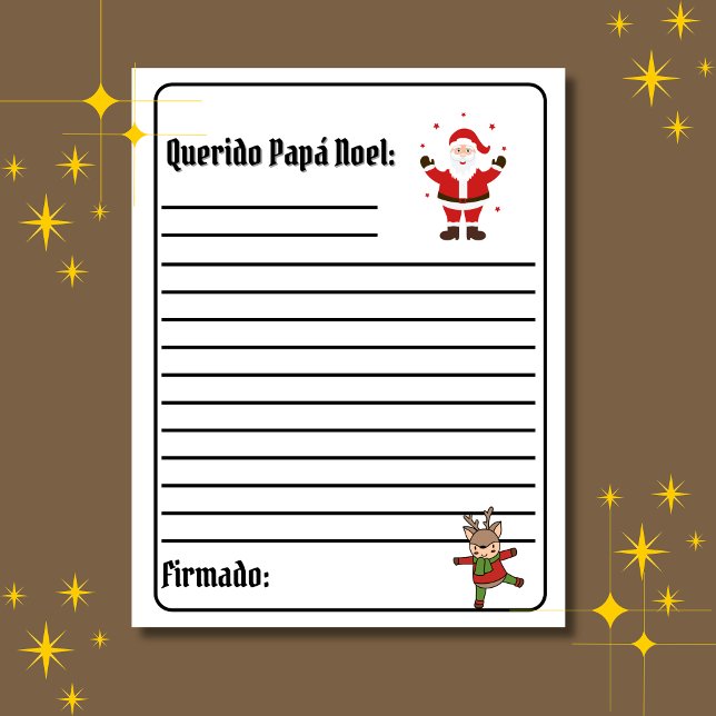Spanish Carta Para Papá Noel White Letter to Santa (White Spanish letter to Santa for Christmas, Custom text, name & personalized. Multilingual Project)