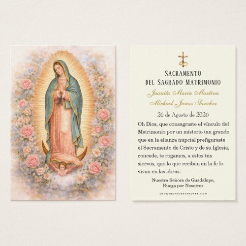 Spanish Catholic Guadalupe Wedding Holy Card