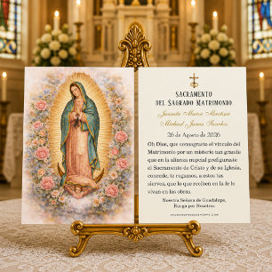 Spanish Catholic Guadalupe Wedding Holy Card