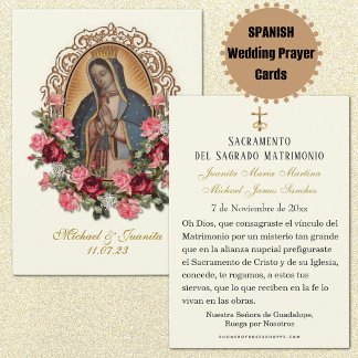 Spanish Catholic Guadalupe Wedding Holy Card