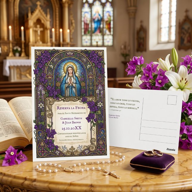 Spanish Catholic Reserva la Fecha Christian Postcard (Creator Uploaded)