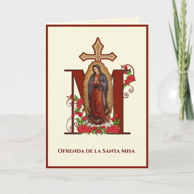 Spanish Catholic Sympathy Mass Offering Guadalupe Card (Front)