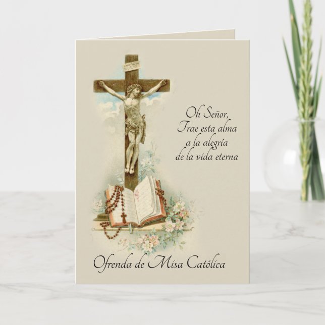 Spanish Catholic Sympathy Mass Offering Prayer Card (Front)