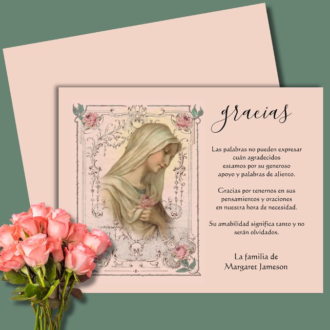 Spanish Catholic Virgin Mary Condolence Thank You Card (Creator Uploaded)