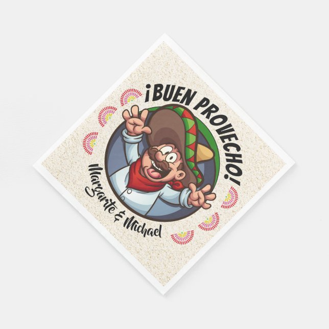 Spanish Character Buen Provecho Party Goods Paper Napkins (Corner)