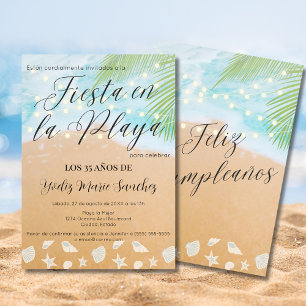 Spanish Chic Beach Sandy Shore 35th Birthday Party Invitation
