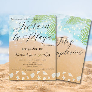 Spanish Chic Sandy Beach Palm 95th Birthday Party Invitation