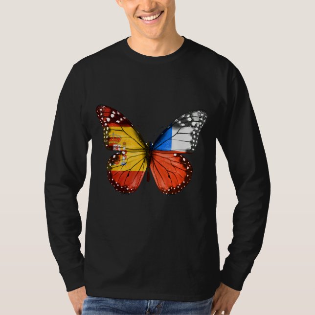 Spanish Chilean Flag Butterfly T-Shirt (Front)