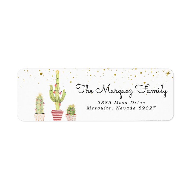 Spanish Christmas Cactus Return Address Labels (Front)