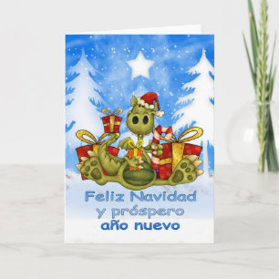 Spanish Christmas Card - Cute Dragon - Feliz Navid