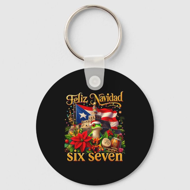 Spanish Christmas Funny Puerto Rico Boricua Coqui  Keychain (Front)