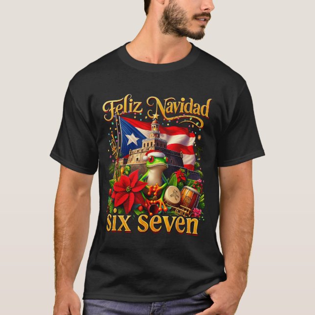 Spanish Christmas Funny Puerto Rico Boricua Coqui  T-Shirt (Front)