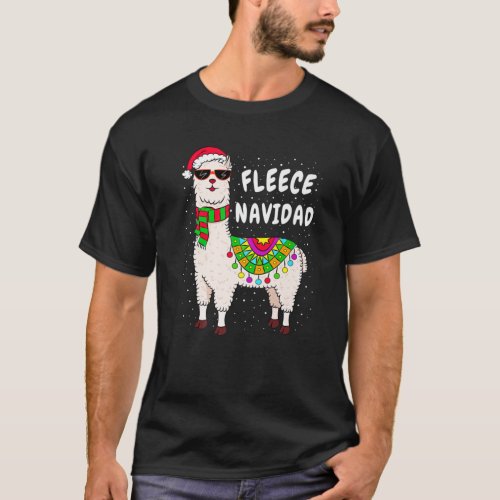 Spanish Christmas Gift Fleece Feliz Navidad Llama T_Shirt