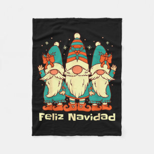 Spanish Christmas Gnomes Feliz Navidad Fleece Blanket