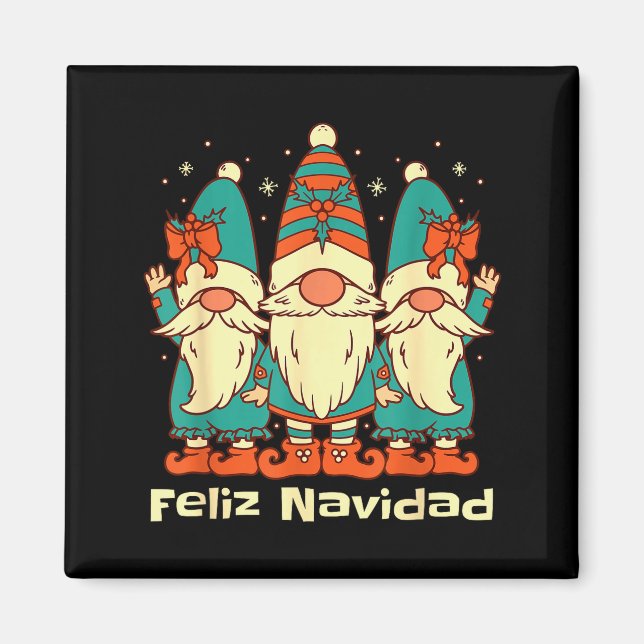 Spanish Christmas Gnomes Feliz Navidad  Magnet (Front)