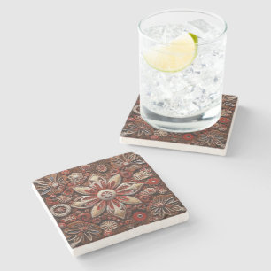 Spanish Christmas Red Star Terracotta Art Stone Coaster