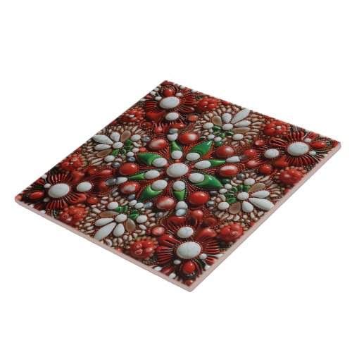 Spanish Christmas Star Hand_paint Terracotta No 4 Ceramic Tile