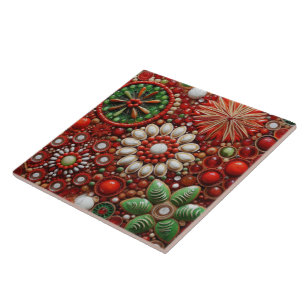 Spanish Christmas Star Hand-paint Terracotta No 5 Ceramic Tile