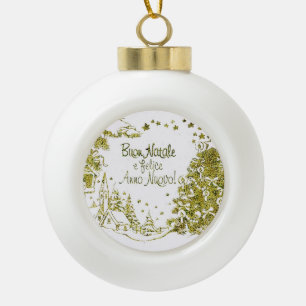 Spanish Christmas, trees gold winter Ceramic Ball Christmas Ornament