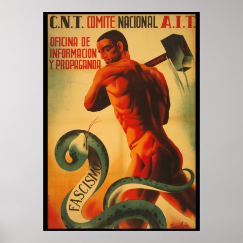 SPANISH CIVIL WAR ANTI_FACISM PROPAGANDA POSTER