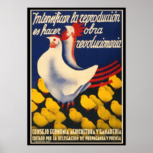 Spanish Civil War Chicken Propoganda Poster