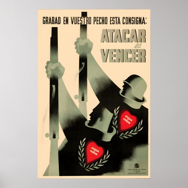 Spanish Civil War Propaganda Poster Engrave this (Front)