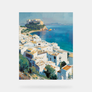 Spanish coastal town  acrylic sign