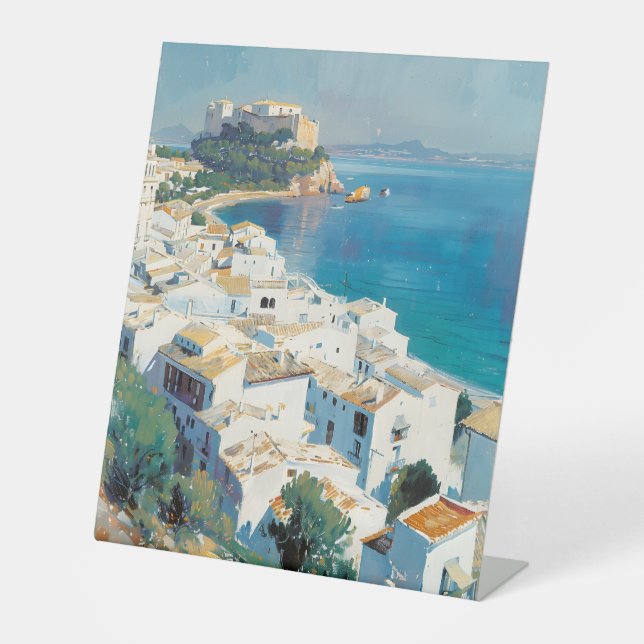 Spanish coastal town  pedestal sign (Front)
