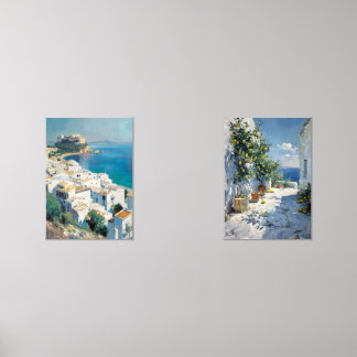 Spanish coastal town  wall art sets