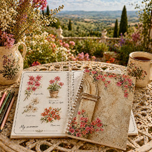 Spanish Colonial Revival Bougainvillea Arch Rustic Notebook
